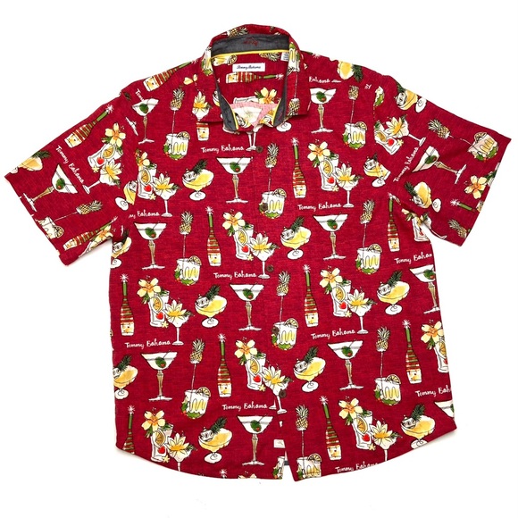 TOMMY BAHAMA Silk Merry Martini Short Sleeve Button Shirt